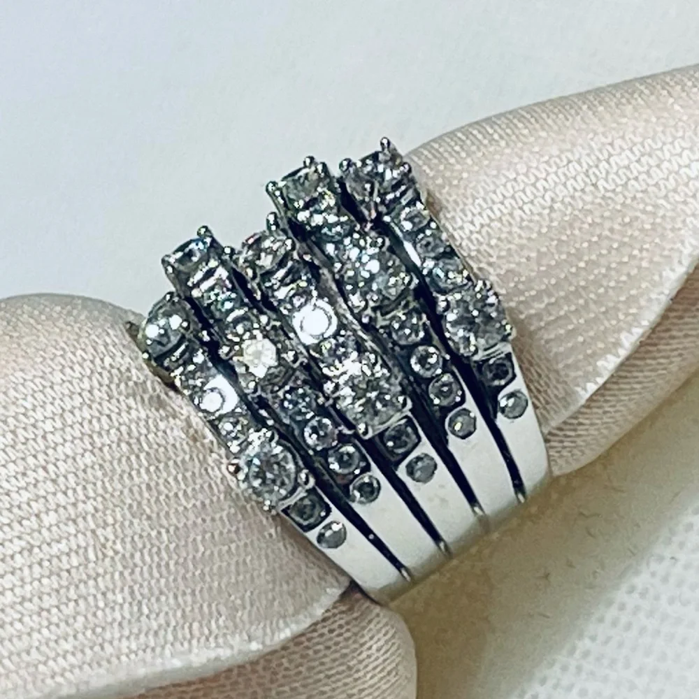 14KT Solid white gold Designer 1.5 TCW of full cut diamonds  copyrighted© ring - Picture 16 of 17